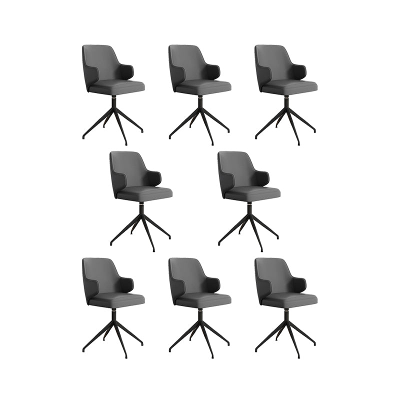 Silla de oficina de cuero de brazo fijo silla de marco de acero inoxidable silla de tareas con 4 patas