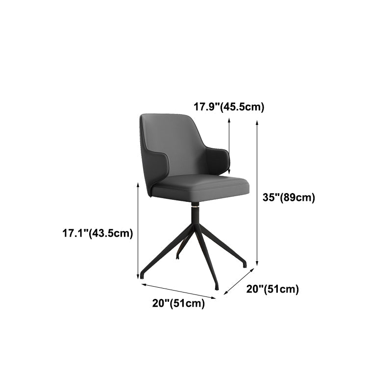 Chaise de bureau en cuir à bras fixe chaise de tâche d'image en acier inoxydable avec 4 jambes