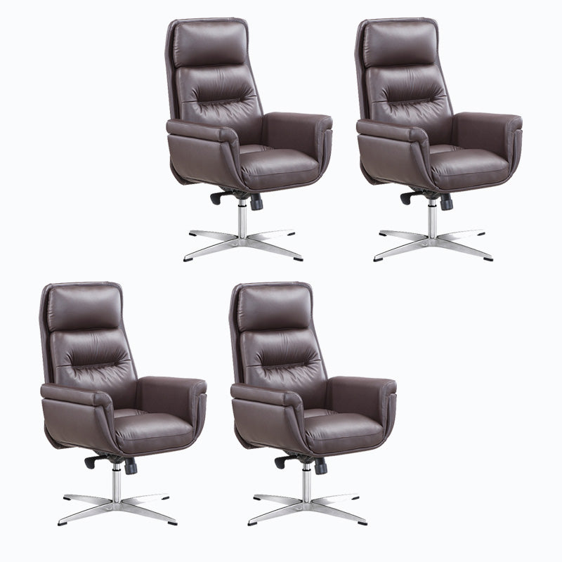 Sedia da ufficio imbottita in pelle sedia a braccio fisso con base metallica
