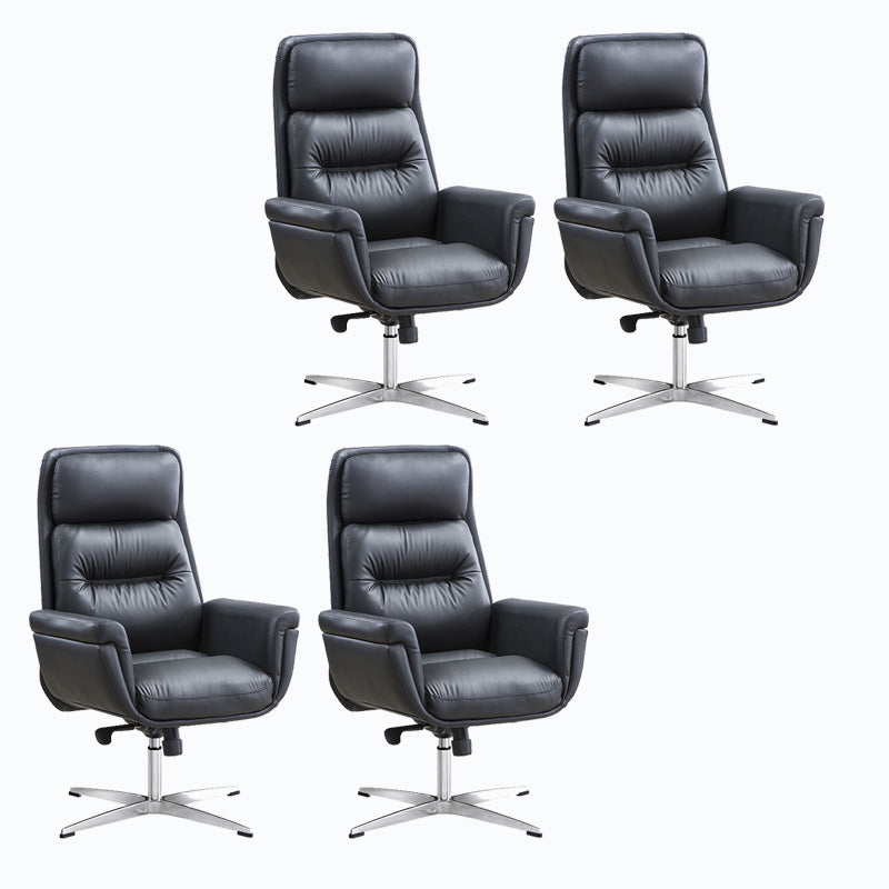 Sedia da ufficio imbottita in pelle sedia a braccio fisso con base metallica