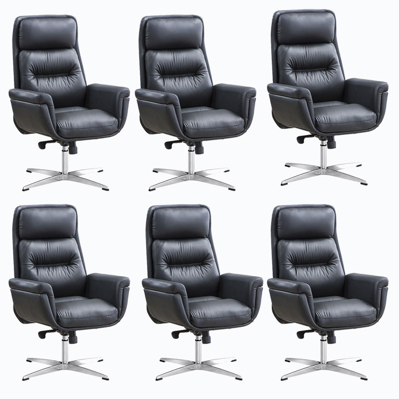 Sedia da ufficio imbottita in pelle sedia a braccio fisso con base metallica