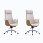 Metal Frame Office Chair Upholstered Arm High / Mid Back Task Chair with Wheels Off-White 2 Piece Set With Headrest Clearhalo 'furn' 'furn_office_chair' 'Furniture' 'Office Chairs' 'Office Furniture' 'office_chair' 5622344