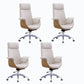 Metal Frame Office Chair Upholstered Arm High / Mid Back Task Chair with Wheels Off-White 4 Piece Set With Headrest Clearhalo 'furn' 'furn_office_chair' 'Furniture' 'Office Chairs' 'Office Furniture' 'office_chair' 5622347