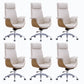 Metal Frame Office Chair Upholstered Arm High / Mid Back Task Chair with Wheels Off-White 6 Piece Set With Headrest Clearhalo 'furn' 'furn_office_chair' 'Furniture' 'Office Chairs' 'Office Furniture' 'office_chair' 5622349
