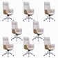Metal Frame Office Chair Upholstered Arm High / Mid Back Task Chair with Wheels Off-White 8 Piece Set With Headrest Clearhalo 'furn' 'furn_office_chair' 'Furniture' 'Office Chairs' 'Office Furniture' 'office_chair' 5622350