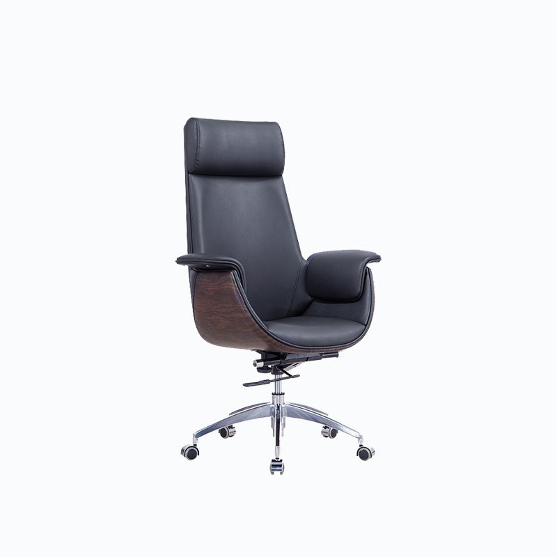 Metal Frame Office Chair Upholstered Arm High / Mid Back Task Chair with Wheels Black 1 Piece With Headrest Clearhalo 'furn' 'furn_office_chair' 'Furniture' 'Office Chairs' 'Office Furniture' 'office_chair' 5622353