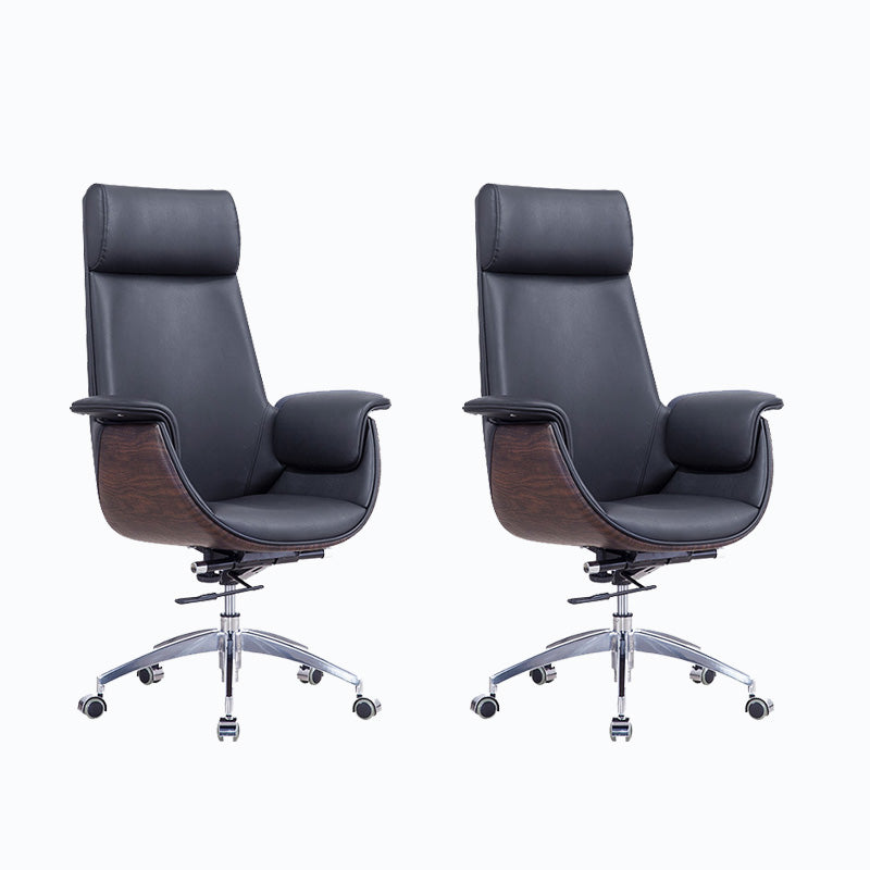 Metal Frame Office Chair Upholstered Arm High / Mid Back Task Chair with Wheels Black 2 Piece Set With Headrest Clearhalo 'furn' 'furn_office_chair' 'Furniture' 'Office Chairs' 'Office Furniture' 'office_chair' 5622355