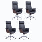 Metal Frame Office Chair Upholstered Arm High / Mid Back Task Chair with Wheels Black 4 Piece Set With Headrest Clearhalo 'furn' 'furn_office_chair' 'Furniture' 'Office Chairs' 'Office Furniture' 'office_chair' 5622357