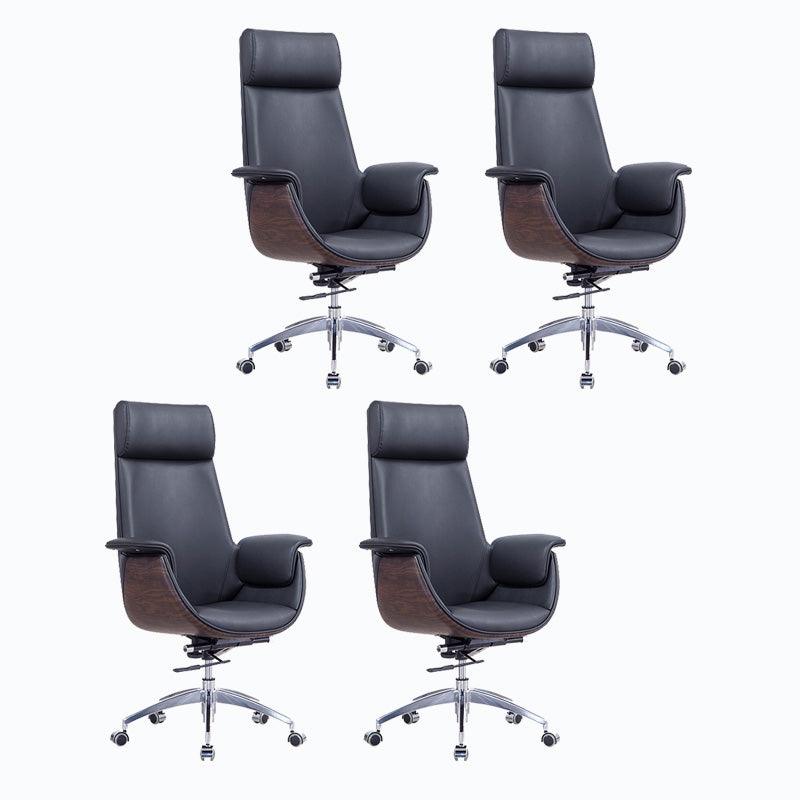 Metal Frame Office Chair Upholstered Arm High / Mid Back Task Chair with Wheels Black 4 Piece Set With Headrest Clearhalo 'furn' 'furn_office_chair' 'Furniture' 'Office Chairs' 'Office Furniture' 'office_chair' 5622357