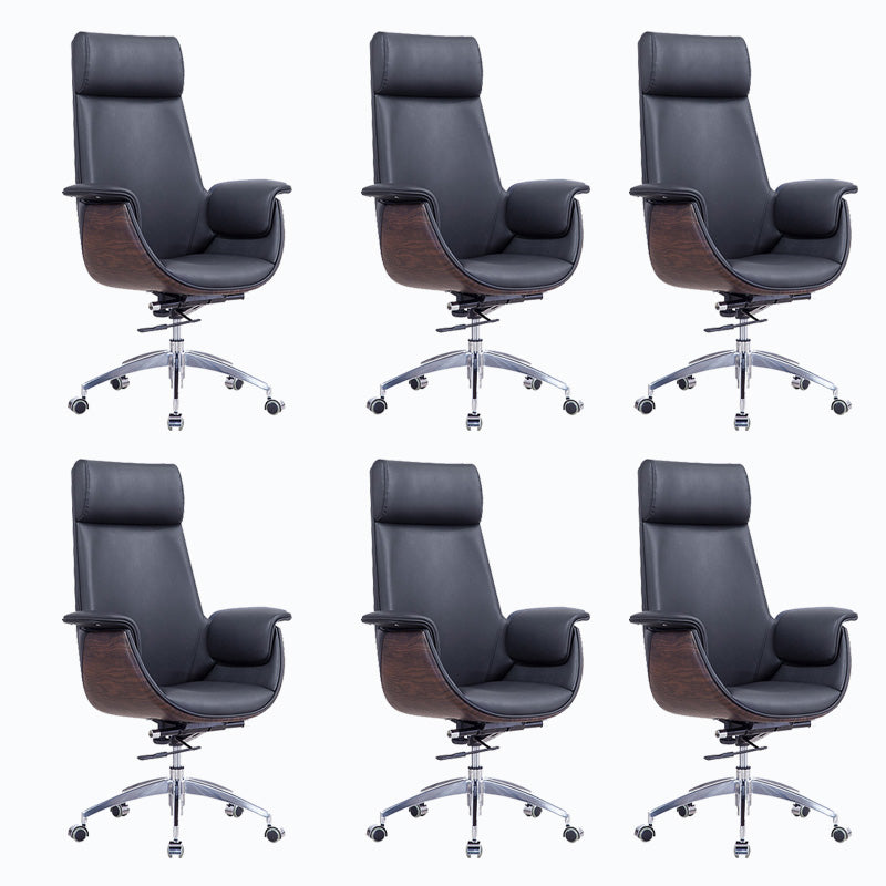 Metal Frame Office Chair Upholstered Arm High / Mid Back Task Chair with Wheels Black 6 Piece Set With Headrest Clearhalo 'furn' 'furn_office_chair' 'Furniture' 'Office Chairs' 'Office Furniture' 'office_chair' 5622359