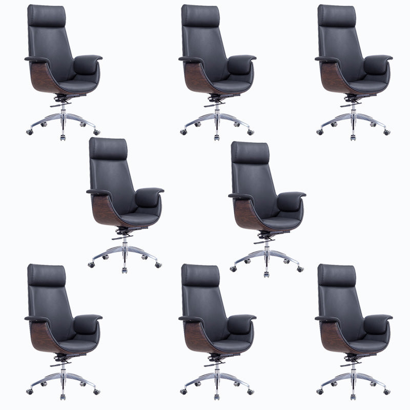 Metal Frame Office Chair Upholstered Arm High / Mid Back Task Chair with Wheels Black 8 Piece Set With Headrest Clearhalo 'furn' 'furn_office_chair' 'Furniture' 'Office Chairs' 'Office Furniture' 'office_chair' 5622360