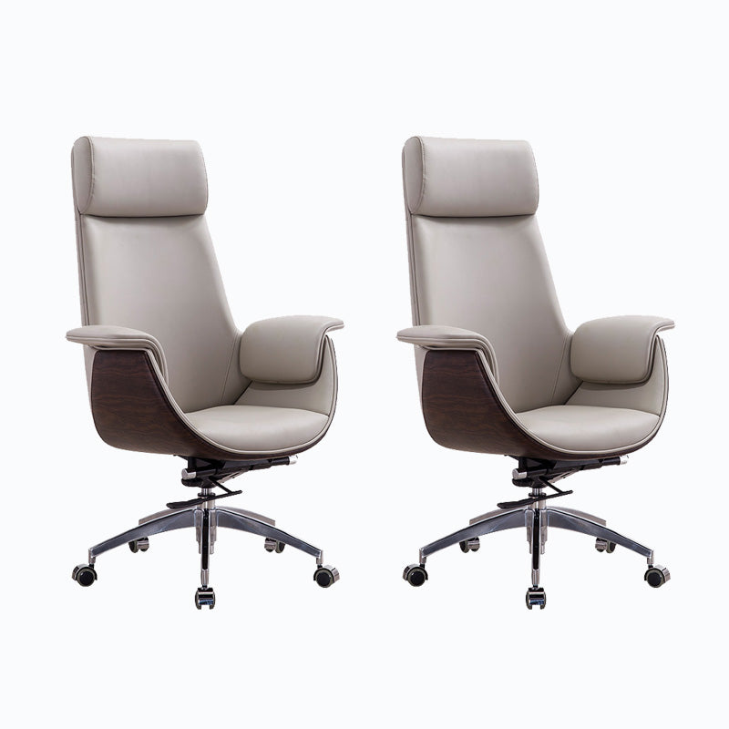 Metal Frame Office Chair Upholstered Arm High / Mid Back Task Chair with Wheels Grey 2 Piece Set With Headrest Clearhalo 'furn' 'furn_office_chair' 'Furniture' 'Office Chairs' 'Office Furniture' 'office_chair' 5622364
