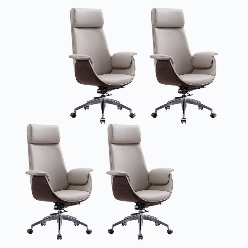 Metal Frame Office Chair Upholstered Arm High / Mid Back Task Chair with Wheels Grey 4 Piece Set With Headrest Clearhalo 'furn' 'furn_office_chair' 'Furniture' 'Office Chairs' 'Office Furniture' 'office_chair' 5622365