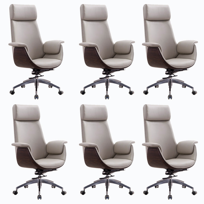 Metal Frame Office Chair Upholstered Arm High / Mid Back Task Chair with Wheels Grey 6 Piece Set With Headrest Clearhalo 'furn' 'furn_office_chair' 'Furniture' 'Office Chairs' 'Office Furniture' 'office_chair' 5622366