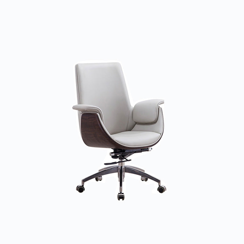 Metal Frame Office Chair Upholstered Arm High / Mid Back Task Chair with Wheels Grey 1 Piece Without Headrest Clearhalo 'furn' 'furn_office_chair' 'Furniture' 'Office Chairs' 'Office Furniture' 'office_chair' 5622368