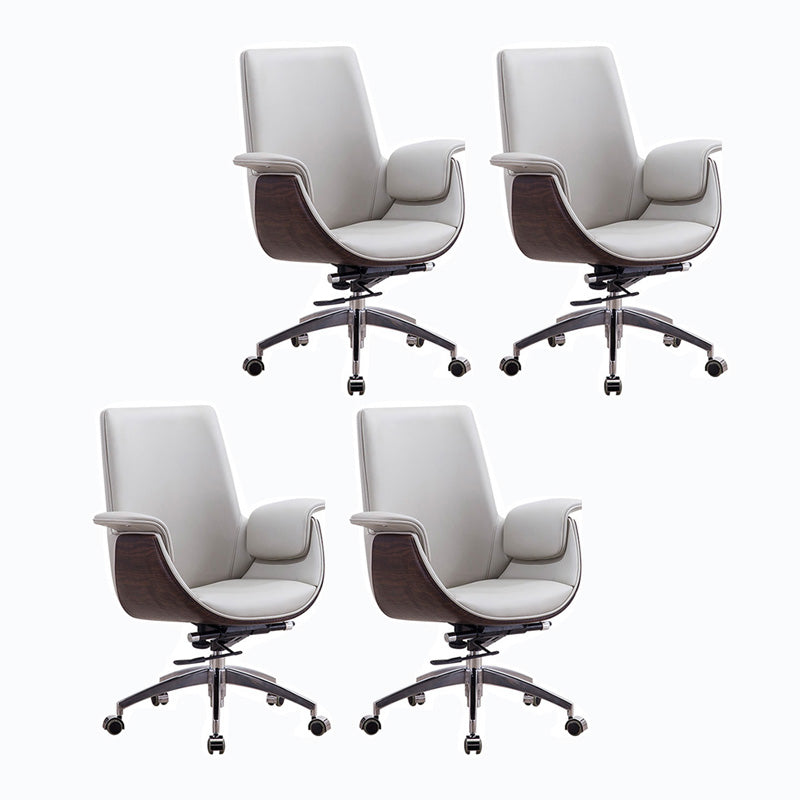 Metal Frame Office Chair Upholstered Arm High / Mid Back Task Chair with Wheels Grey 4 Piece Set Without Headrest Clearhalo 'furn' 'furn_office_chair' 'Furniture' 'Office Chairs' 'Office Furniture' 'office_chair' 5622370