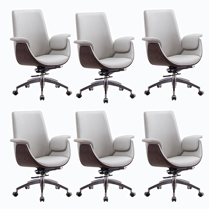 Metal Frame Office Chair Upholstered Arm High / Mid Back Task Chair with Wheels Grey 6 Piece Set Without Headrest Clearhalo 'furn' 'furn_office_chair' 'Furniture' 'Office Chairs' 'Office Furniture' 'office_chair' 5622371