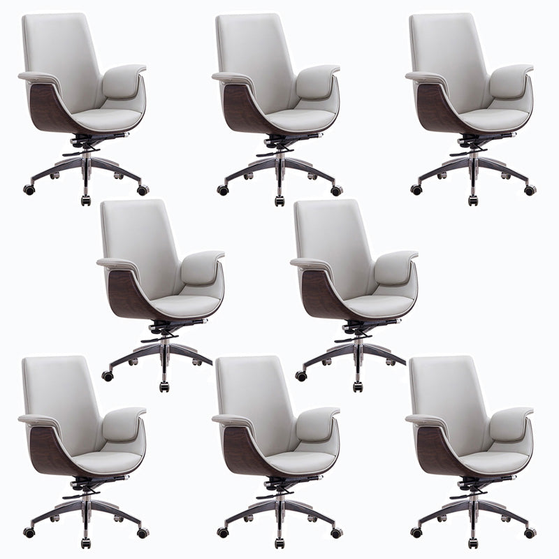 Metal Frame Office Chair Upholstered Arm High / Mid Back Task Chair with Wheels Grey 8 Piece Set Without Headrest Clearhalo 'furn' 'furn_office_chair' 'Furniture' 'Office Chairs' 'Office Furniture' 'office_chair' 5622372