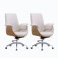 Metal Frame Office Chair Upholstered Arm High / Mid Back Task Chair with Wheels Off-White 2 Piece Set Without Headrest Clearhalo 'furn' 'furn_office_chair' 'Furniture' 'Office Chairs' 'Office Furniture' 'office_chair' 5622374
