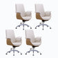Metal Frame Office Chair Upholstered Arm High / Mid Back Task Chair with Wheels Off-White 4 Piece Set Without Headrest Clearhalo 'furn' 'furn_office_chair' 'Furniture' 'Office Chairs' 'Office Furniture' 'office_chair' 5622375