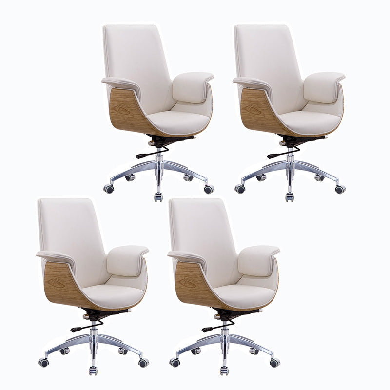 Metal Frame Office Chair Upholstered Arm High / Mid Back Task Chair with Wheels Off-White 4 Piece Set Without Headrest Clearhalo 'furn' 'furn_office_chair' 'Furniture' 'Office Chairs' 'Office Furniture' 'office_chair' 5622375