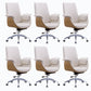 Metal Frame Office Chair Upholstered Arm High / Mid Back Task Chair with Wheels Off-White 6 Piece Set Without Headrest Clearhalo 'furn' 'furn_office_chair' 'Furniture' 'Office Chairs' 'Office Furniture' 'office_chair' 5622376