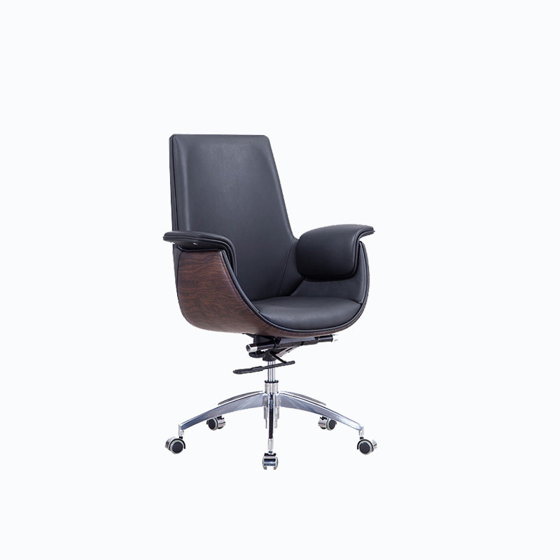 Metal Frame Office Chair Upholstered Arm High / Mid Back Task Chair with Wheels Black 1 Piece Without Headrest Clearhalo 'furn' 'furn_office_chair' 'Furniture' 'Office Chairs' 'Office Furniture' 'office_chair' 5622378