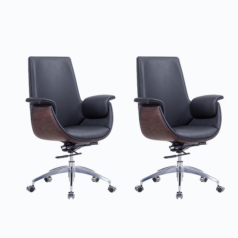 Metal Frame Office Chair Upholstered Arm High / Mid Back Task Chair with Wheels Black 2 Piece Set Without Headrest Clearhalo 'furn' 'furn_office_chair' 'Furniture' 'Office Chairs' 'Office Furniture' 'office_chair' 5622379