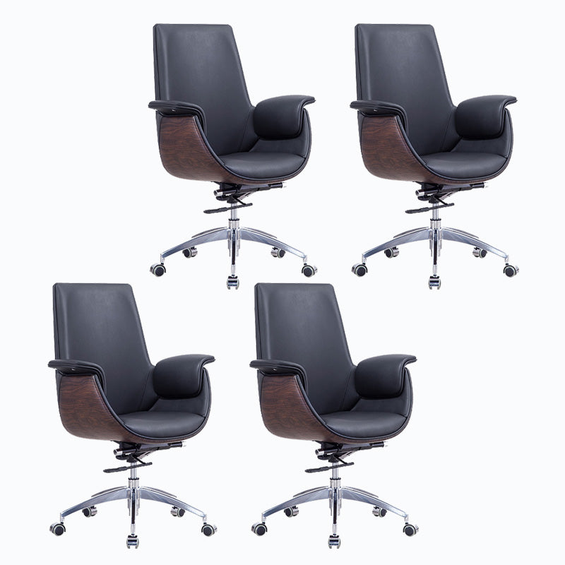 Metal Frame Office Chair Upholstered Arm High / Mid Back Task Chair with Wheels Black 4 Piece Set Without Headrest Clearhalo 'furn' 'furn_office_chair' 'Furniture' 'Office Chairs' 'Office Furniture' 'office_chair' 5622380