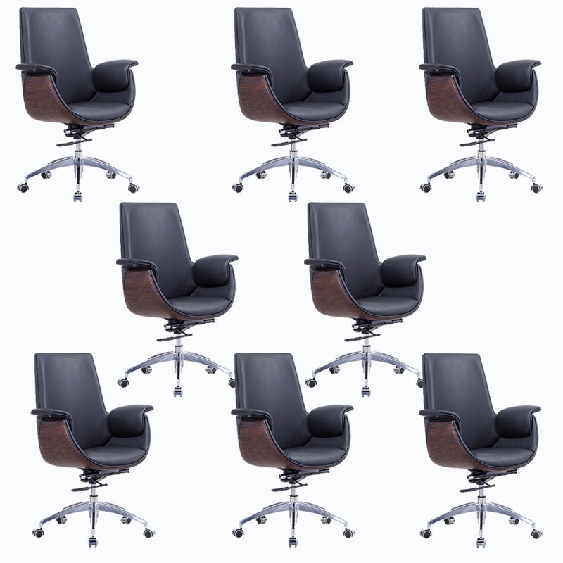 Metal Frame Office Chair Upholstered Arm High / Mid Back Task Chair with Wheels Black 8 Piece Set Without Headrest Clearhalo 'furn' 'furn_office_chair' 'Furniture' 'Office Chairs' 'Office Furniture' 'office_chair' 5622382