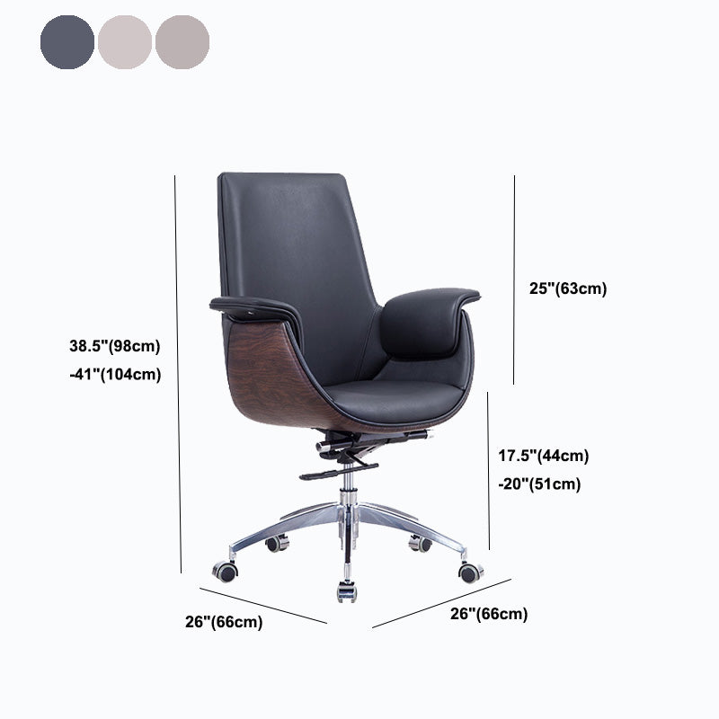 Metal Frame Office Chair Upholstered Arm High / Mid Back Task Chair with Wheels Clearhalo 'furn' 'furn_office_chair' 'Furniture' 'Office Chairs' 'Office Furniture' 'office_chair' 5622384