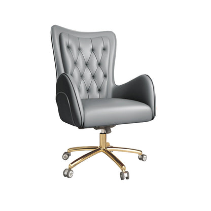 Modern Upholstered Office Chair Mid Back Task Chair with Gold Metal Base