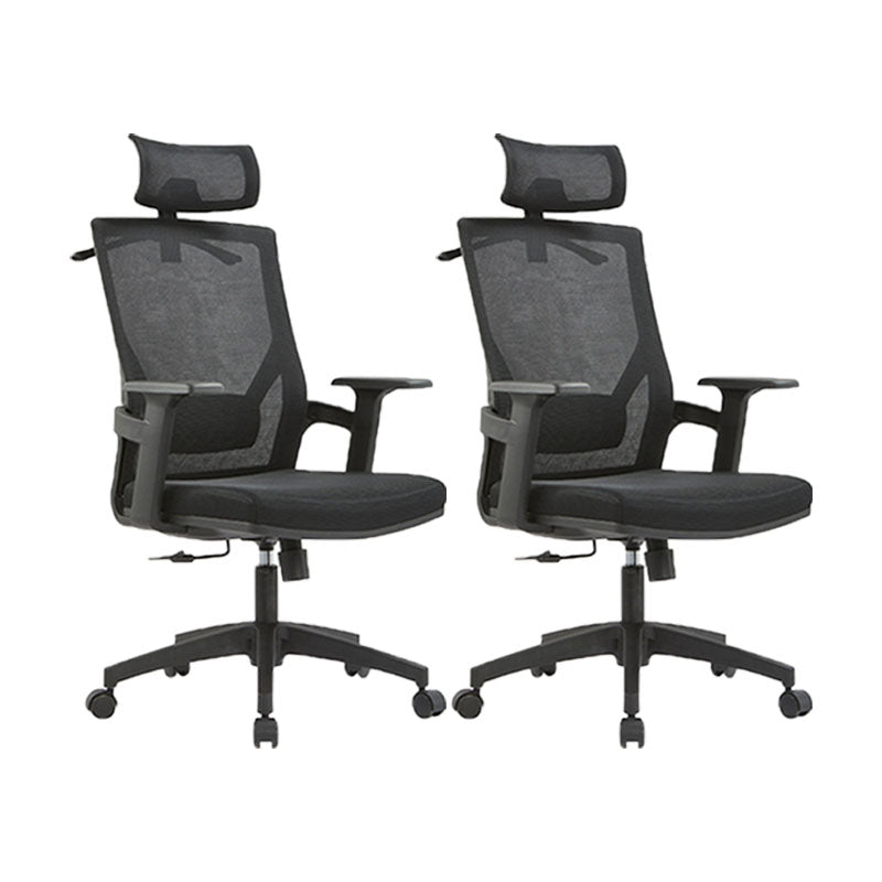 Mid / High Back Office Chair Rotatable Mesh Task Chair with Wheels Black 2 Piece Set With Headrest Clearhalo 'furn' 'furn_office_chair' 'Furniture' 'Office Chairs' 'Office Furniture' 'office_chair' 5622607
