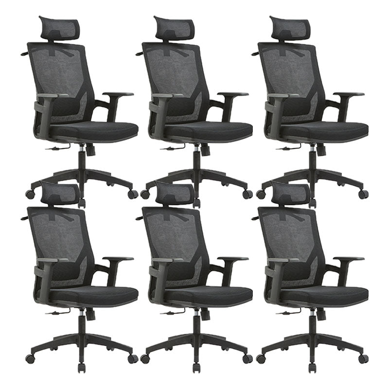 Mid / High Back Office Chair Rotatable Mesh Task Chair with Wheels Black 6 Piece Set With Headrest Clearhalo 'furn' 'furn_office_chair' 'Furniture' 'Office Chairs' 'Office Furniture' 'office_chair' 5622610