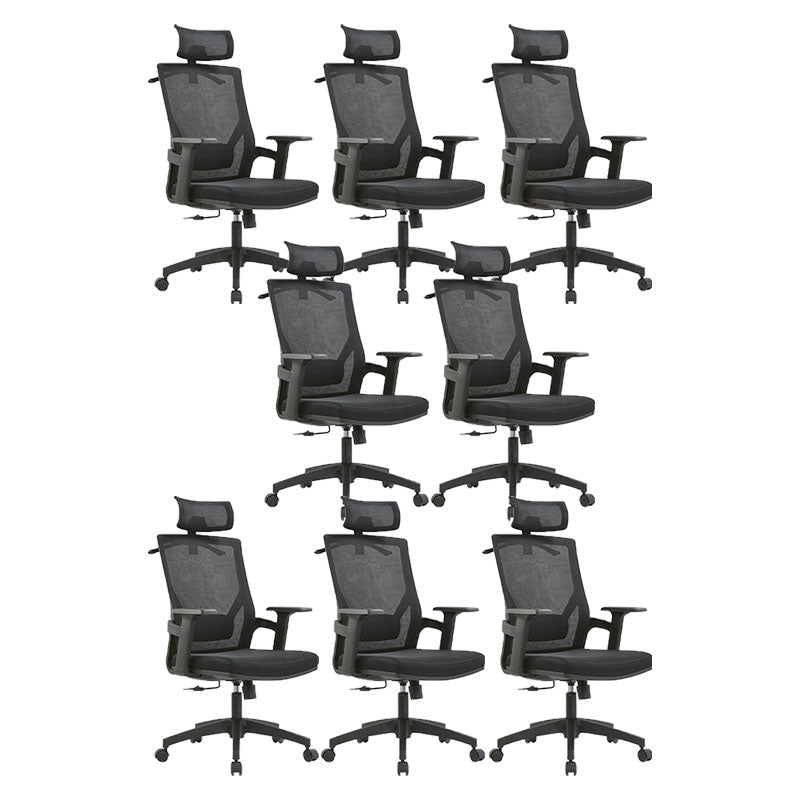 Mid / High Back Office Chair Rotatable Mesh Task Chair with Wheels Black 8 Piece Set With Headrest Clearhalo 'furn' 'furn_office_chair' 'Furniture' 'Office Chairs' 'Office Furniture' 'office_chair' 5622612