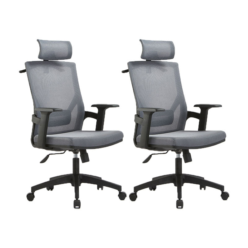 Mid / High Back Office Chair Rotatable Mesh Task Chair with Wheels Gray 2 Piece Set With Headrest Clearhalo 'furn' 'furn_office_chair' 'Furniture' 'Office Chairs' 'Office Furniture' 'office_chair' 5622617