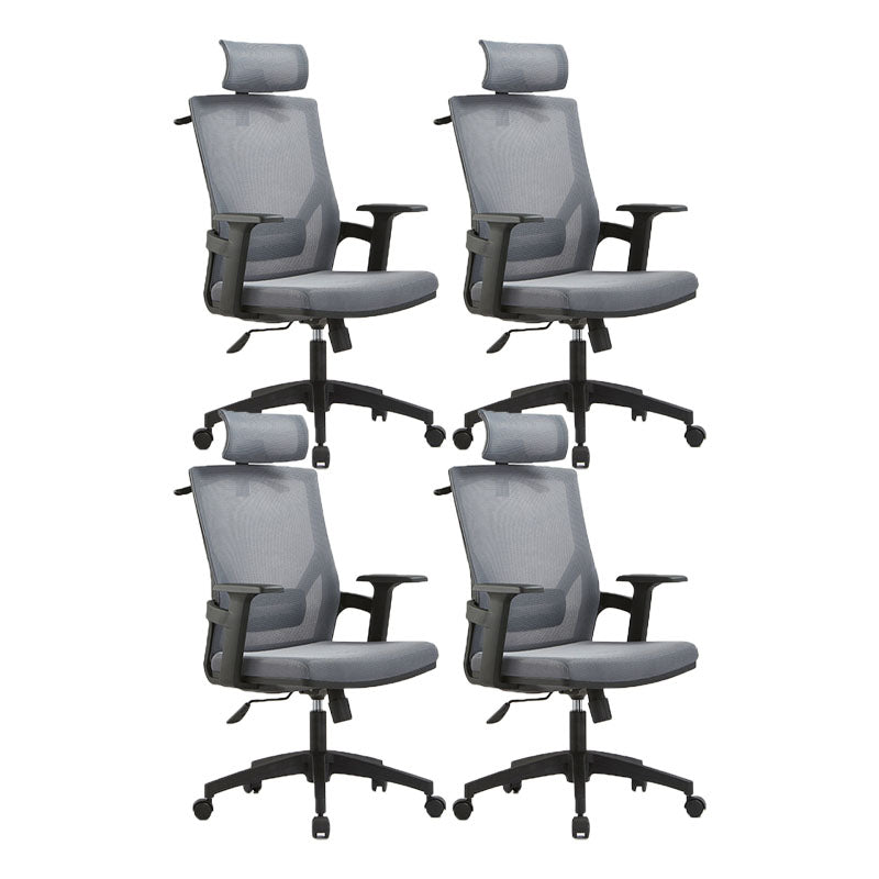 Mid / High Back Office Chair Rotatable Mesh Task Chair with Wheels Gray 4 Piece Set With Headrest Clearhalo 'furn' 'furn_office_chair' 'Furniture' 'Office Chairs' 'Office Furniture' 'office_chair' 5622619