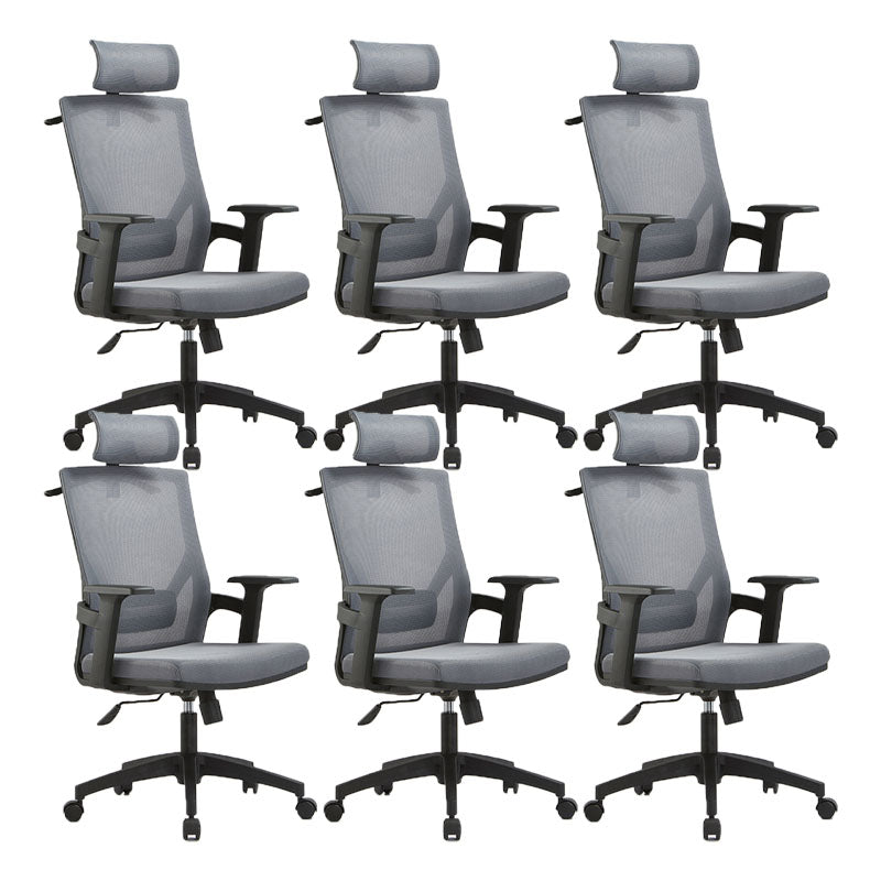 Mid / High Back Office Chair Rotatable Mesh Task Chair with Wheels Gray 6 Piece Set With Headrest Clearhalo 'furn' 'furn_office_chair' 'Furniture' 'Office Chairs' 'Office Furniture' 'office_chair' 5622621