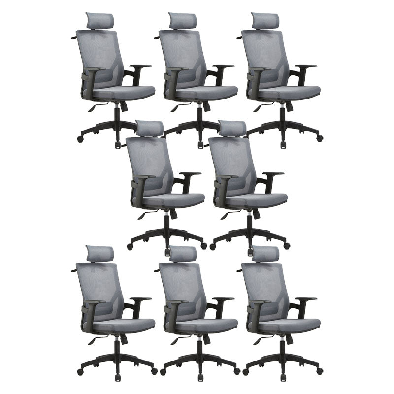 Mid / High Back Office Chair Rotatable Mesh Task Chair with Wheels Gray 8 Piece Set With Headrest Clearhalo 'furn' 'furn_office_chair' 'Furniture' 'Office Chairs' 'Office Furniture' 'office_chair' 5622622
