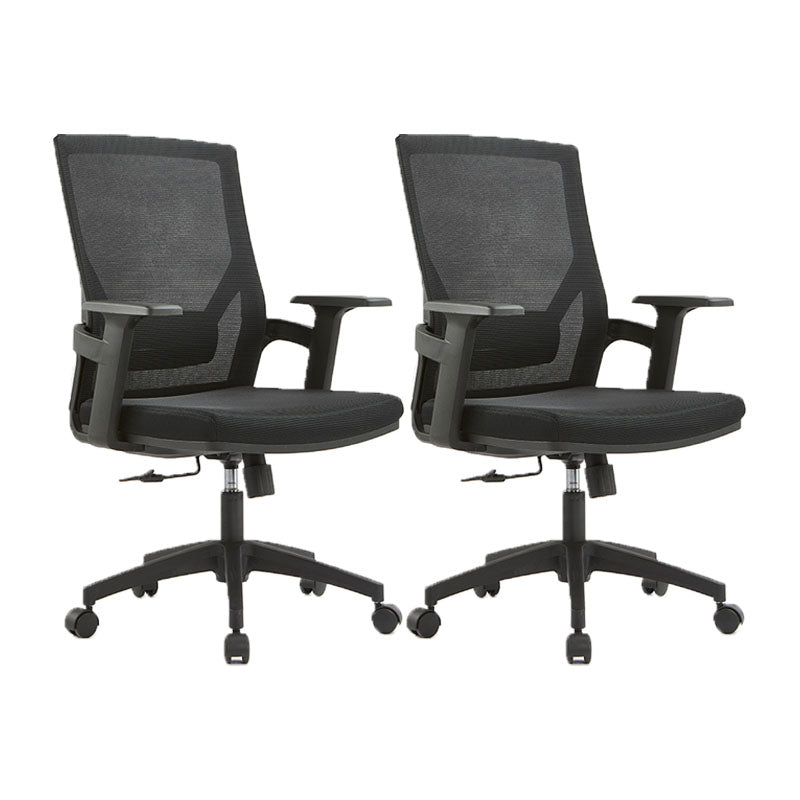 Mid / High Back Office Chair Rotatable Mesh Task Chair with Wheels Black 2 Piece Set Without Headrest Clearhalo 'furn' 'furn_office_chair' 'Furniture' 'Office Chairs' 'Office Furniture' 'office_chair' 5622625