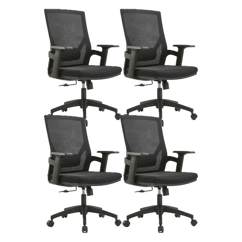 Mid / High Back Office Chair Rotatable Mesh Task Chair with Wheels Black 4 Piece Set Without Headrest Clearhalo 'furn' 'furn_office_chair' 'Furniture' 'Office Chairs' 'Office Furniture' 'office_chair' 5622626