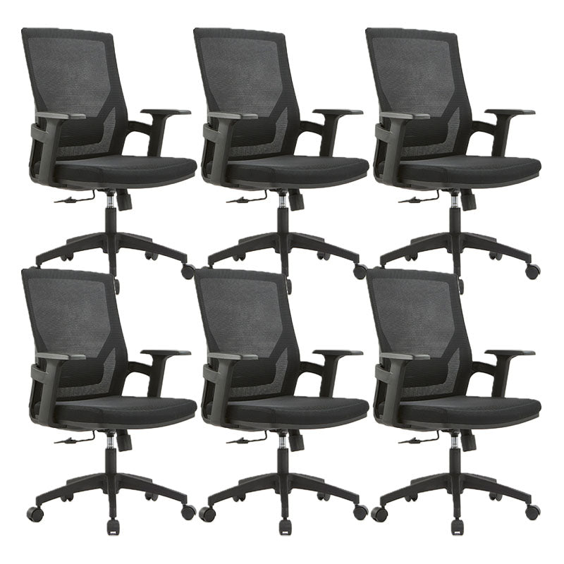 Mid / High Back Office Chair Rotatable Mesh Task Chair with Wheels Black 6 Piece Set Without Headrest Clearhalo 'furn' 'furn_office_chair' 'Furniture' 'Office Chairs' 'Office Furniture' 'office_chair' 5622627