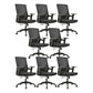 Mid / High Back Office Chair Rotatable Mesh Task Chair with Wheels Black 8 Piece Set Without Headrest Clearhalo 'furn' 'furn_office_chair' 'Furniture' 'Office Chairs' 'Office Furniture' 'office_chair' 5622628