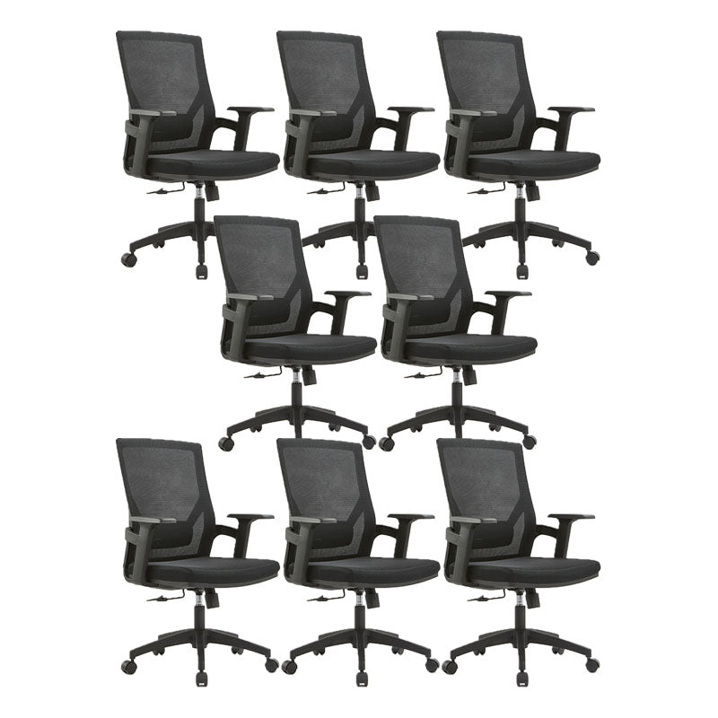 Mid / High Back Office Chair Rotatable Mesh Task Chair with Wheels Black 8 Piece Set Without Headrest Clearhalo 'furn' 'furn_office_chair' 'Furniture' 'Office Chairs' 'Office Furniture' 'office_chair' 5622628
