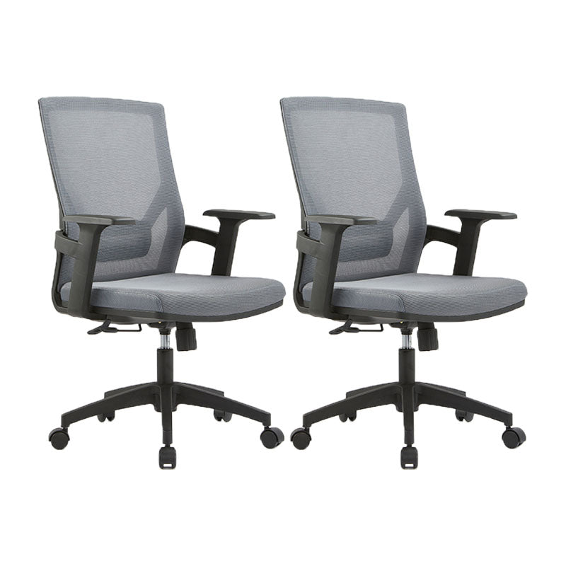 Mid / High Back Office Chair Rotatable Mesh Task Chair with Wheels Gray 2 Piece Set Without Headrest Clearhalo 'furn' 'furn_office_chair' 'Furniture' 'Office Chairs' 'Office Furniture' 'office_chair' 5622630