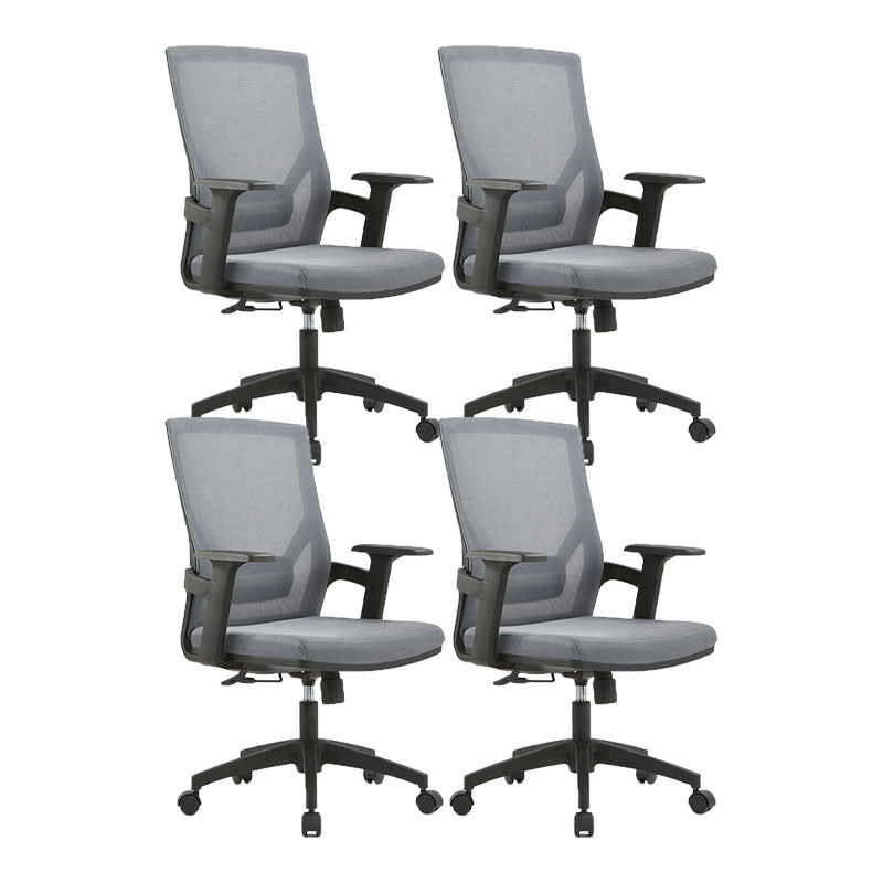 Mid / High Back Office Chair Rotatable Mesh Task Chair with Wheels Gray 4 Piece Set Without Headrest Clearhalo 'furn' 'furn_office_chair' 'Furniture' 'Office Chairs' 'Office Furniture' 'office_chair' 5622631