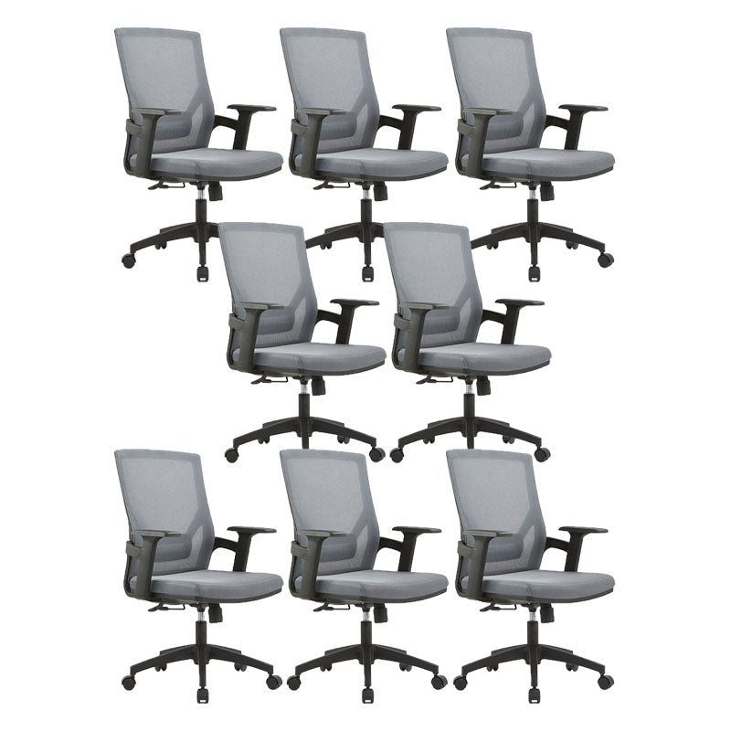 Mid / High Back Office Chair Rotatable Mesh Task Chair with Wheels Gray 8 Piece Set Without Headrest Clearhalo 'furn' 'furn_office_chair' 'Furniture' 'Office Chairs' 'Office Furniture' 'office_chair' 5622633