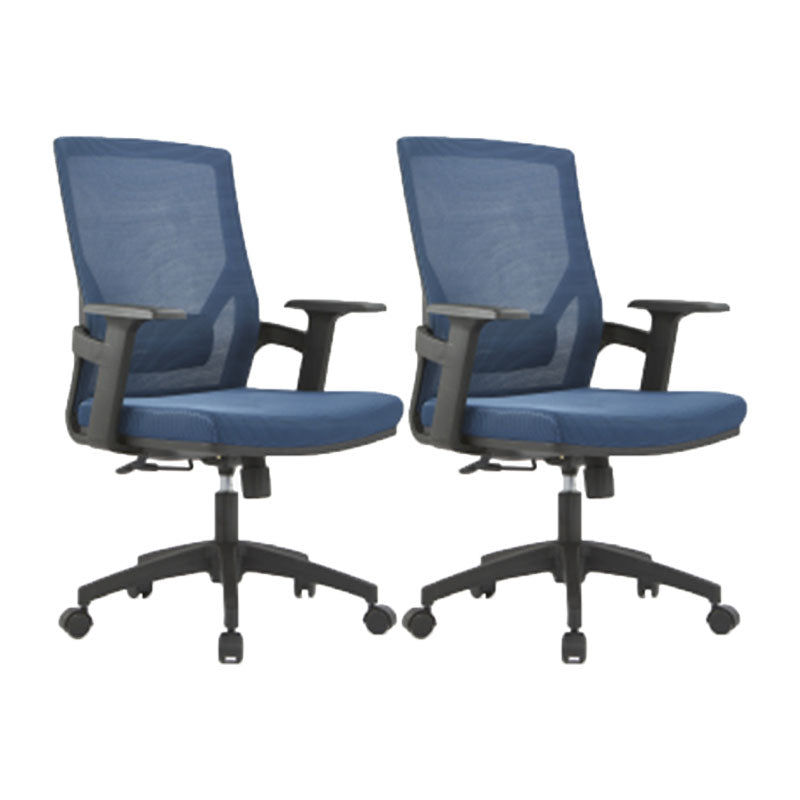 Mid / High Back Office Chair Rotatable Mesh Task Chair with Wheels Blue 2 Piece Set Without Headrest Clearhalo 'furn' 'furn_office_chair' 'Furniture' 'Office Chairs' 'Office Furniture' 'office_chair' 5622635