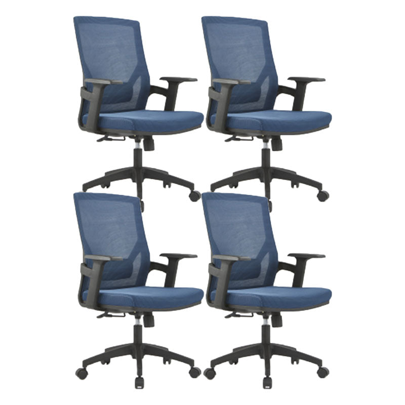 Mid / High Back Office Chair Rotatable Mesh Task Chair with Wheels Blue 4 Piece Set Without Headrest Clearhalo 'furn' 'furn_office_chair' 'Furniture' 'Office Chairs' 'Office Furniture' 'office_chair' 5622636