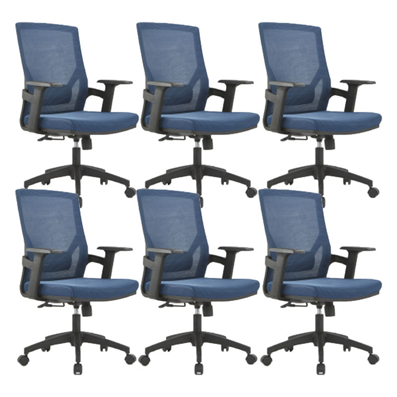 Mid / High Back Office Chair Rotatable Mesh Task Chair with Wheels Blue 6 Piece Set Without Headrest Clearhalo 'furn' 'furn_office_chair' 'Furniture' 'Office Chairs' 'Office Furniture' 'office_chair' 5622637